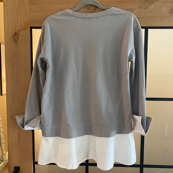 Anthropologie Eri + Ali Layered Poplin Grey Sweatshirt - Picture 4 of 5
